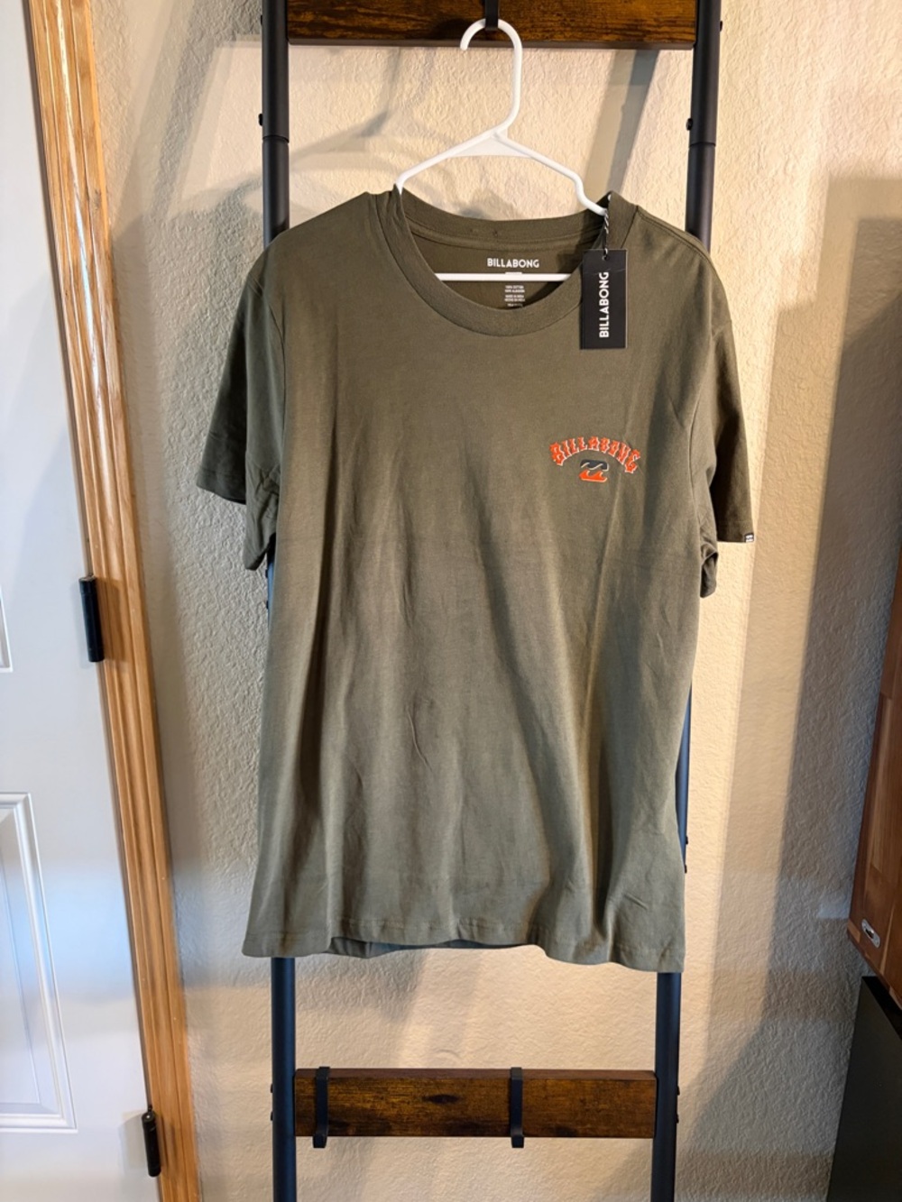 Billabong Men’s Graphic T Shirt Olive Green Logo Tee Size L